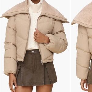 NWT Avec Lec Filles Faux Shearling Detail Puffer Jacket